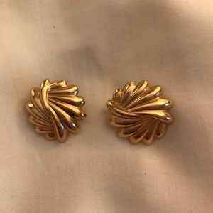Large gold post earrings